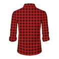 thumbnail image 5 of Mens Clothing Blouse Men Dress Shirt Tops Casual Business Plaid Print Long Sleeves Camisa Social Masculina Shirts for Men Casual Slim Fit Mens Designer Clothing Red M, 5 of 5