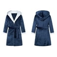 thumbnail image 5 of Lollipie Mens Plush Fleece Hooded Robe, Long Warm Shawl Collar Bathrobe with Pockets, 5 of 7