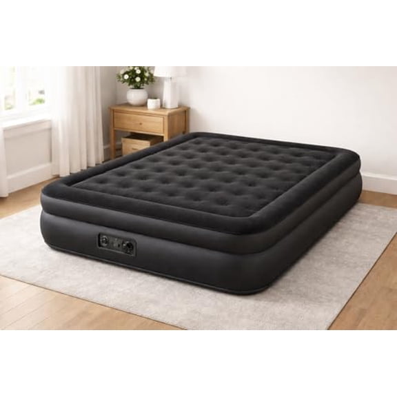 Queen Air Mattress with Built-In Electric Pump, 10-Inch Inflatable Bed with Pillow Rest Surface, Durable Support Coil Construction, 600 lb Weight Capacity, Blow-Up Mattress for Guests,Travel & Campin