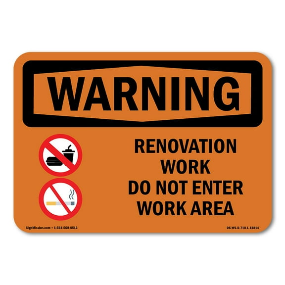 OSHA WARNING Sign - Renovation Work Do Not Enter Work Area | Decal | Protect Your Business, Work Site, Warehouse & Shop Area | Made in the USA