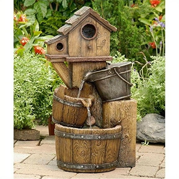 Outdoor Bird Fountain Water Feature - Tiered Resin Birdbath with Pump - Weather Resistant Garden Decor