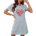 thumbnail image 4 of Pyjama pour Femmes Chemise de Nuit à Manches Courtes Imprimée Chemise de Nuit Douce Vêtements de Nuit Imprimé Saint-Valentin Robe de Nuit Classique Gris Foncé S, 4 of 5