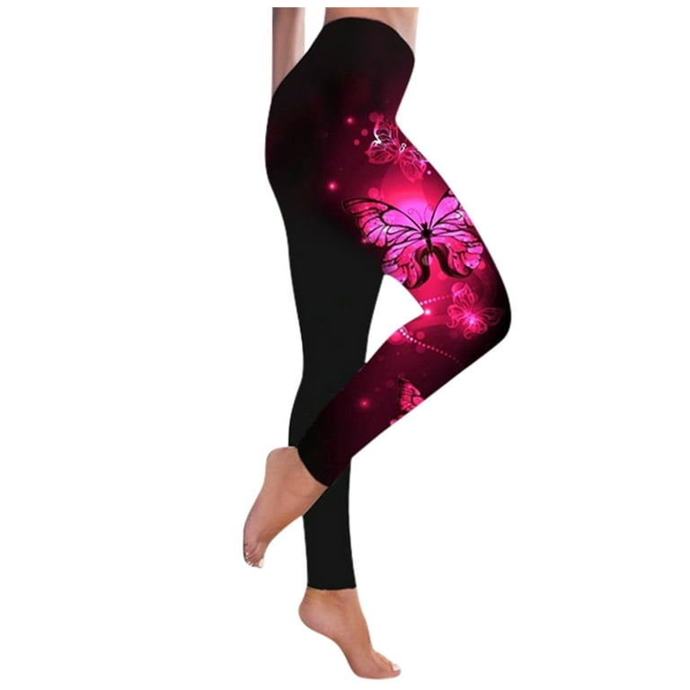 Womens Compression Leggings Casual Fashion Tights Sports Yoga Pants  Colorful Flower Butterfly Print Leggings For Women Casual