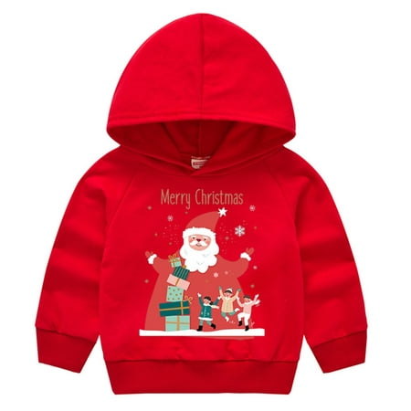 

RPVATI Baby Boys Girls Long Sleeve Hoodies Toddler Christmas T-Shirt Santa Claus Hooded Pullover Outdoor Outfit 6M-4Y
