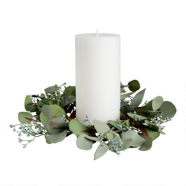(Pack of 2) Faux Eucalyptus Leaf Candle Ring