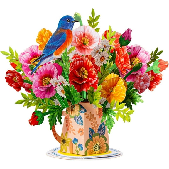 Poppy Blooms Pop Up Flower Bouquet Card