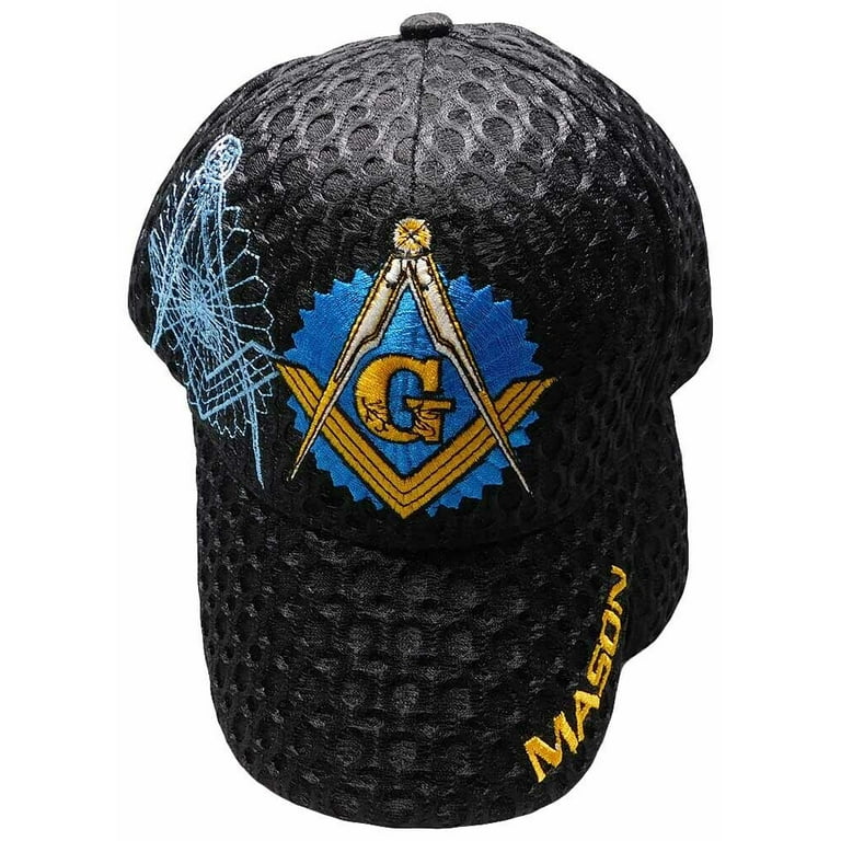 FusionTech Black Mesh Mason Masonic Freemasonry Freemason Masonry Trucker Shadow Cap Hat, Adult Unisex, Size: One Size