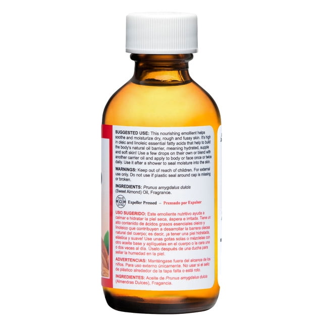 (2 pack) De La Cruz Sweet Almond Oil, Expeller Pressed Moisturizer for Skin and Hair, 2 fl oz.