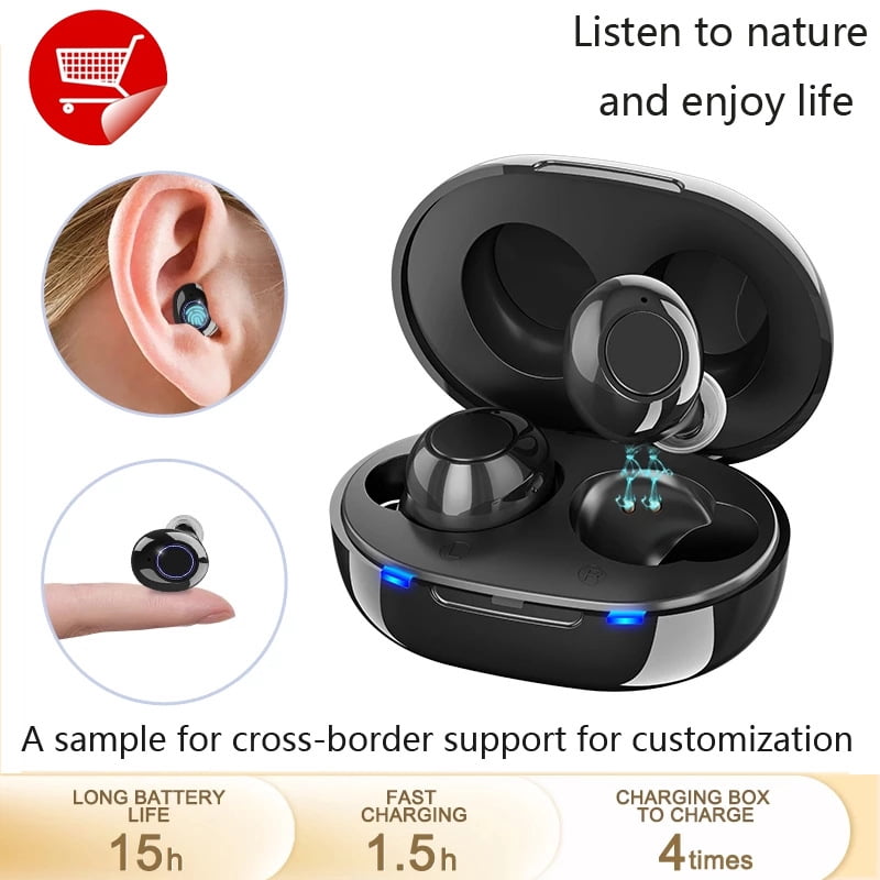 Digital Hearing Amplifier - Next Generation In the Ear Personal Sound Device w/Noise Reduction - Rechargeable ITE 2 Piece Set, Portable Charging Case Sound Assist for Adults and Seniors, Black