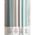 thumbnail image 7 of Brown Stripe Semi Sheer Curtains 108 Inch Length 2 Panels Set, Ombre Geometric Teal Green Vertical Striped Sheer Kitchen Curtain Privacy Voile Window Curtain for Living Room Bedroom Rod Pocket Drapes, 7 of 7