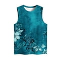 thumbnail image 4 of TKLPEHG Womens Tank Tops Crew Neck Tank Tops Loose Fitted Summer Fashion Print Tshirt Dressy Casual Blouses Womens Clothes (Blue,L), 4 of 4