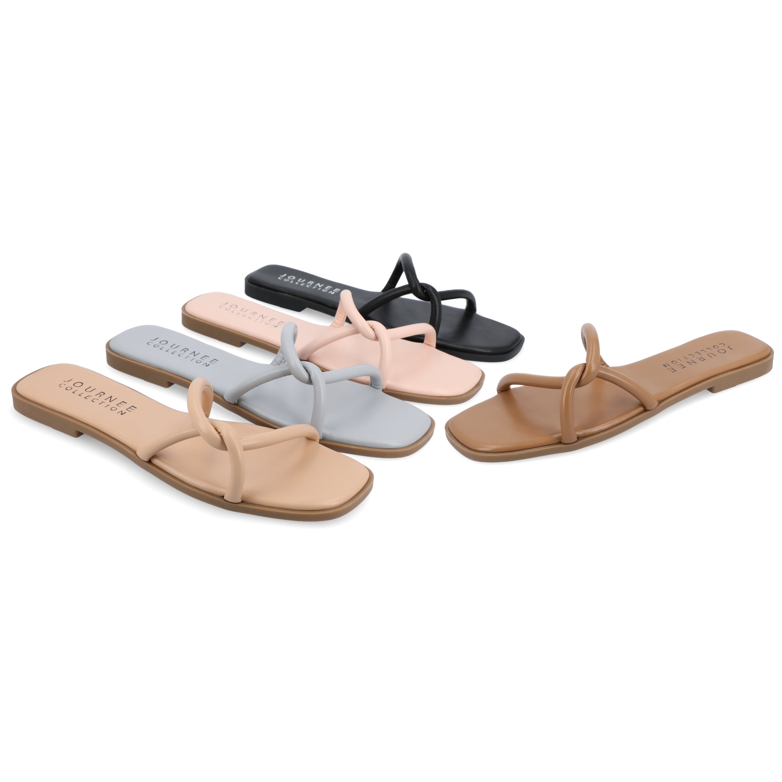 Journee Collection Womens Lauda Tru Comfort Foam Vegan Leather Slip On Sandals