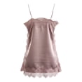 thumbnail image 4 of OOOUM Women Lace Thin Spaghetti Strap Camisole Tunic Tank Top Loose Flow Satin Sleeveless Shirt Summer Lounge Sleep Daily Layering Blouse RD2 M, 4 of 5