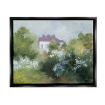 Stupell Industries Garden Cottage Villa Landscape Painting Black Floater Framed Canvas Art Print Wall Art, 21 x 17