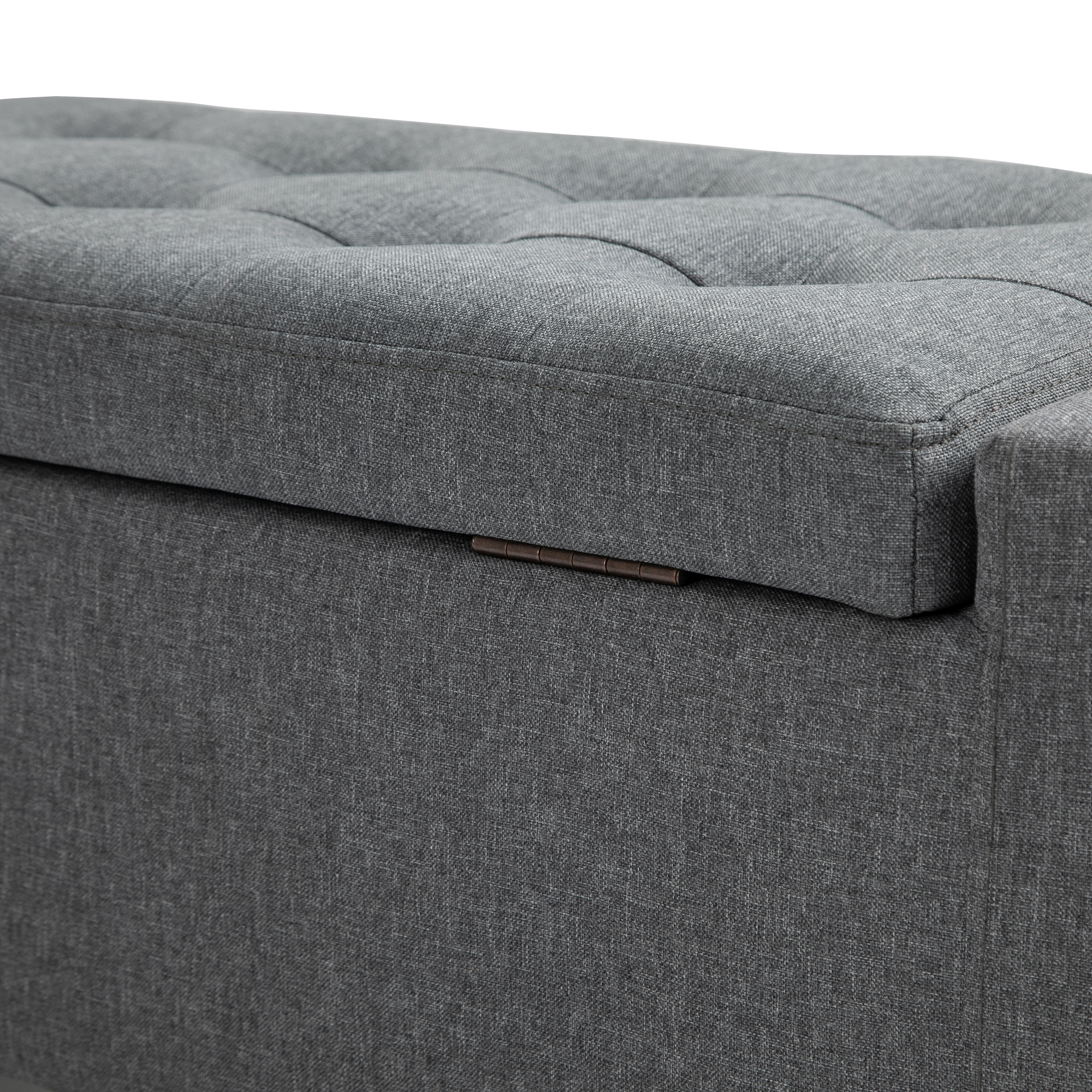 Homcom Storage Ottoman, Linen Upholstered, Gray photo 6