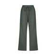 thumbnail image 4 of Women High Waisted Wide Leg Pants Drawstring Elastic Trousers Comfy Straight Leg Long Pants With Pockets, 4 of 5