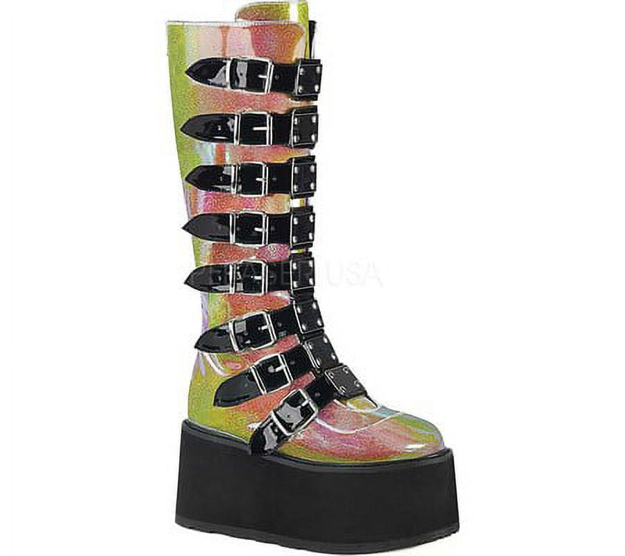 Women s Damned 318 Knee High Platform Buckle Boot Walmart