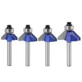 thumbnail image 1 of Eyech 4Pcs 45 Degree Chamfer Router Bit Set 1/4 Inch Shank Top End Bearing Bevel Edge Forming Router Bits -Cutting Length 1/4"" 5/16"" 3/8"" 1/2"", 1 of 5