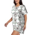 thumbnail image 3 of Womens Pajama Sets With Pocket, Green Leaf Grey Koala Lounge Sets Short Sleeve Sleepwear PJ Sets for Women, 3 of 6
