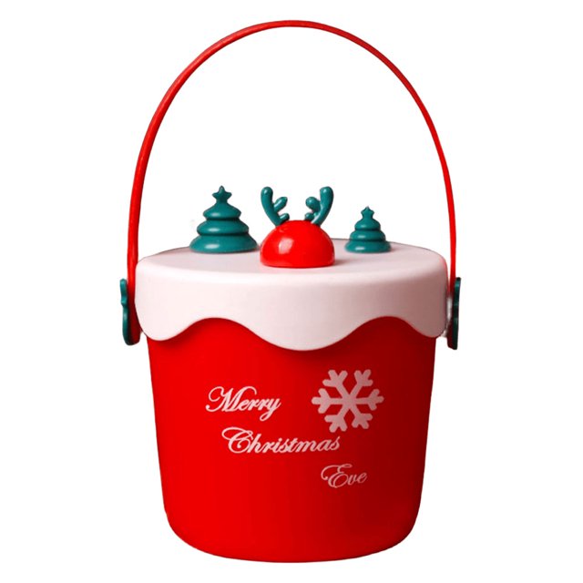 Cubos de dulces navideños con asa, cubos de golosinas, decoración navideña (alce redondo), rojo