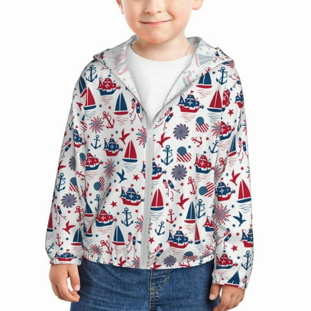 

Ocsxa Happy Columbus Day Print Kids Active Zipper Sun Protection Jacket Boys Girls Hooded Cooling Shirt-4 Years