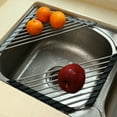 thumbnail image 2 of Anti-Rust Stainless Steel Caddy Sponge Holder, Multi-Function Roll-up Drying Rack for Sink Corner Kitchen (Gray), 2 of 8