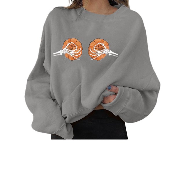 Sweat-shirts Graphiques Halloween pour Femmes Pulls à Manches Longues Casual Citrouille
