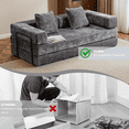 thumbnail image 5 of Resenkos Convertible Floor Sofa Bed with Pillow Armrests, for Living Room, Chenille - Dark Grey, 5 of 7