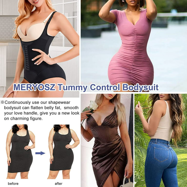 MERYOSZ Tummy Control Shapewear Bodysuit with Open Bust for Women, Full  Body Shaper Butt Lifter Panties