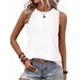 thumbnail image 3 of Tank Tops for Women Sleeveless Eyelet Shirts White L, 3 of 7