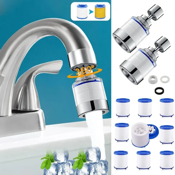 2×Faucet Water Filter System Kitchen Sink Mount Filtration Tap Purifier Cleaning