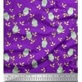 thumbnail image 1 of Soimoi Rayon Crepe Fabric Leaves & Owl Bird Print Fabric by the Yard 46 Inch Wide, 1 of 1