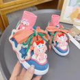 thumbnail image 5 of Sanrios Hellokittys Cinnamoroll My Melody Kuromi zapatillas para niños zapatillas luminosas de dibujos animados zapatos planos casuales zapatos versátiles de caña alta, 5 of 5