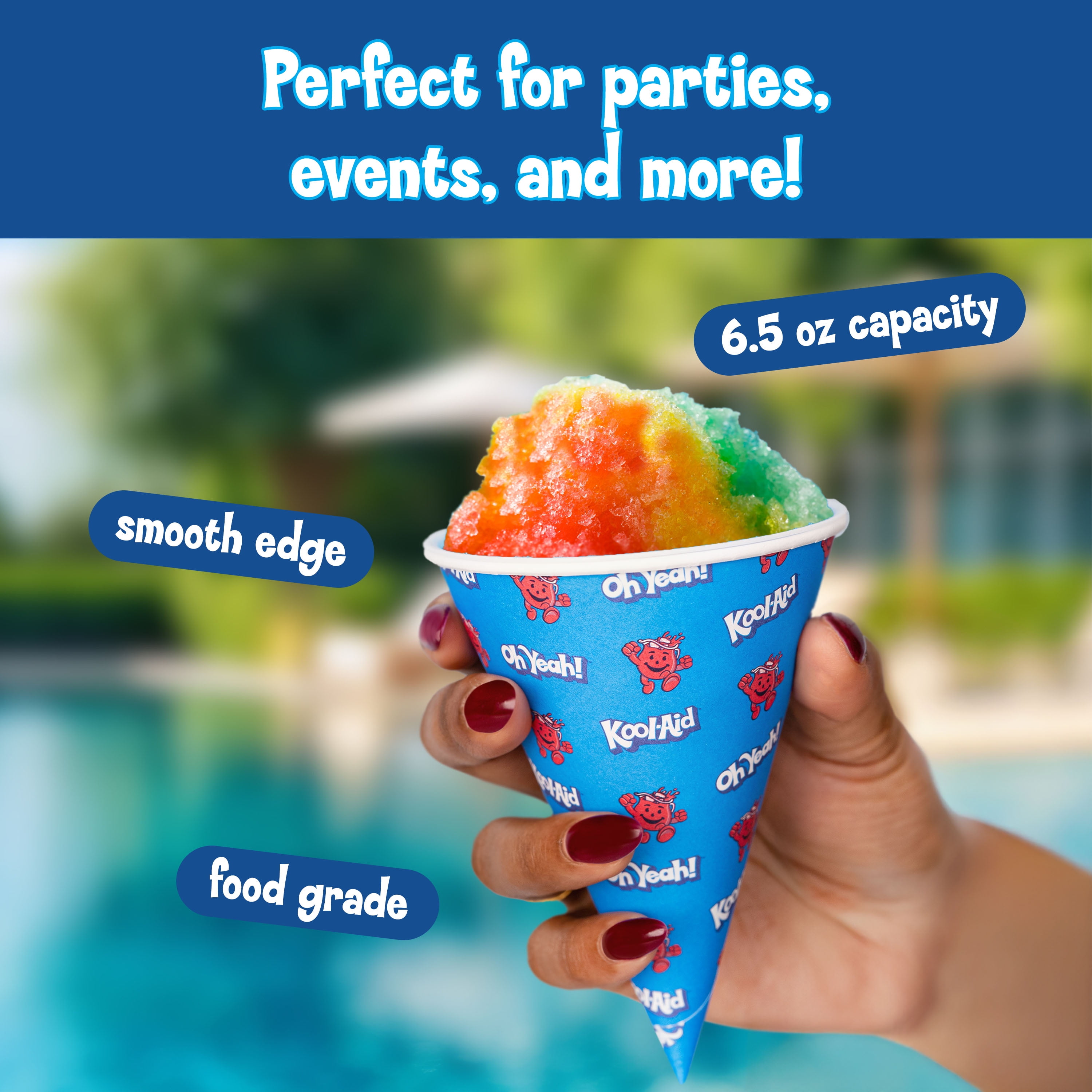 Kool-Aid 20-Count Snow Cone Cups & Spoon Straws Party Kit, Blue