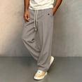 thumbnail image 5 of SOOMLON Chino Pants for Men Big and Tall Drawstring Wide Leg Long Pants Twill Trousers with Pockets Fall Casual Wear, 5 of 6
