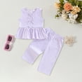 thumbnail image 2 of Splozh Toddler Clothes Toddler Girls Sleeveless Top Shorts Suit Comfortable Soft Solid Color Two Piece Set Purple,2-3 Years, 2 of 4
