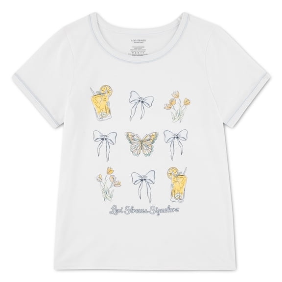 Levi Strauss Signature Girls Short Sleeve Graphic Top, Sizes 4-16