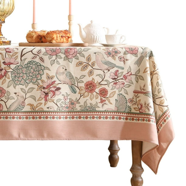 Mantel de Lino Rosa Diseñado por Patdrea para Mesa Cuadrada 170x170cm