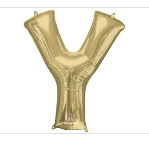34 inch Letter Y - Anagram - White Gold Foil Mylar Balloon - Party Supplies Decorations