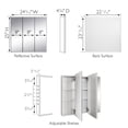 thumbnail image 3 of White Bathroom Medicine Cabinet, Cyprus 25 in. Frameless Mirrored Doors, Wall Mount or Recessed, 3 of 14
