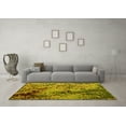 thumbnail image 3 of Ahgly Company Machine Washable Indoor Round Abstract Yellow Modern Area Rugs, 3' Round, 3 of 4