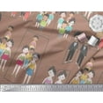 thumbnail image 3 of Soimoi Brown Poly Georgette Fabric Mirror Theme Human Figure Decor Fabric Printed Yard 52 Inch Wide, 3 of 5