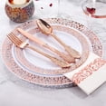 thumbnail image 4 of 350PCS Rose Gold Plastic Plates With Disposable Plastic Silverware& Napkins- Rose Gold Rim Plastic Dinnerware Lace Design For Mother's Day, Wedding, 4 of 12