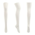 thumbnail image 3 of WoenderWiz Women Thigh High Socks, Girls Over the Knee High Socks Extra Long Striped Leg Warmers 1 Pair White, 3 of 4