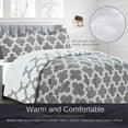 thumbnail image 4 of 3 Piece Reversible Down Alternative Comforter Set - Lightweight All Season Comforter with Two Shams - Quilted Duvet Insert with Box Stitched –Hypoallergenic, Soft, Fluffy (King, Light Grey), 4 of 7