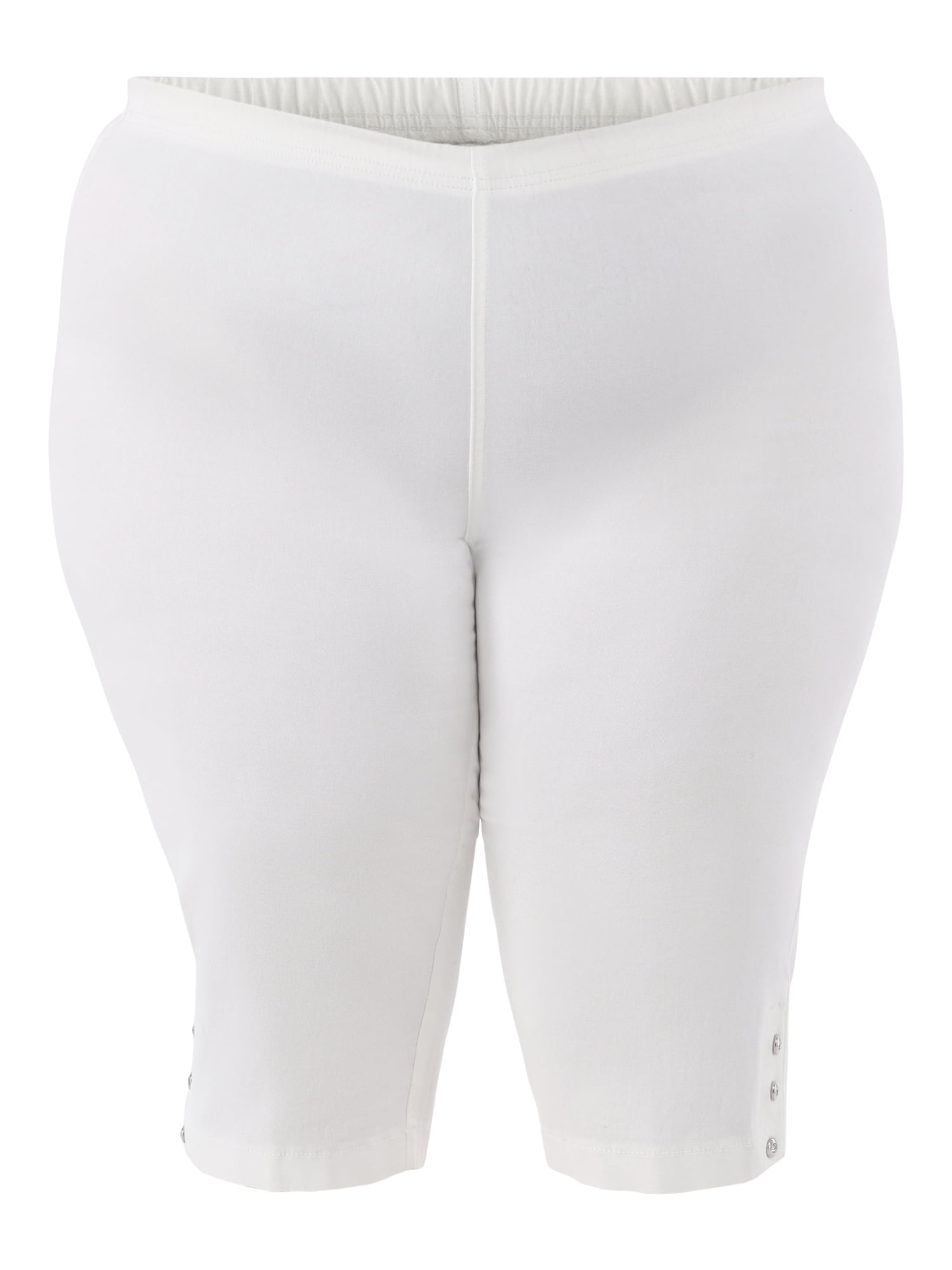 JMS Just My Size by Hanes Women's Plus Size Pull on Bling Tab Capri Pants, Sizes 0X-4X