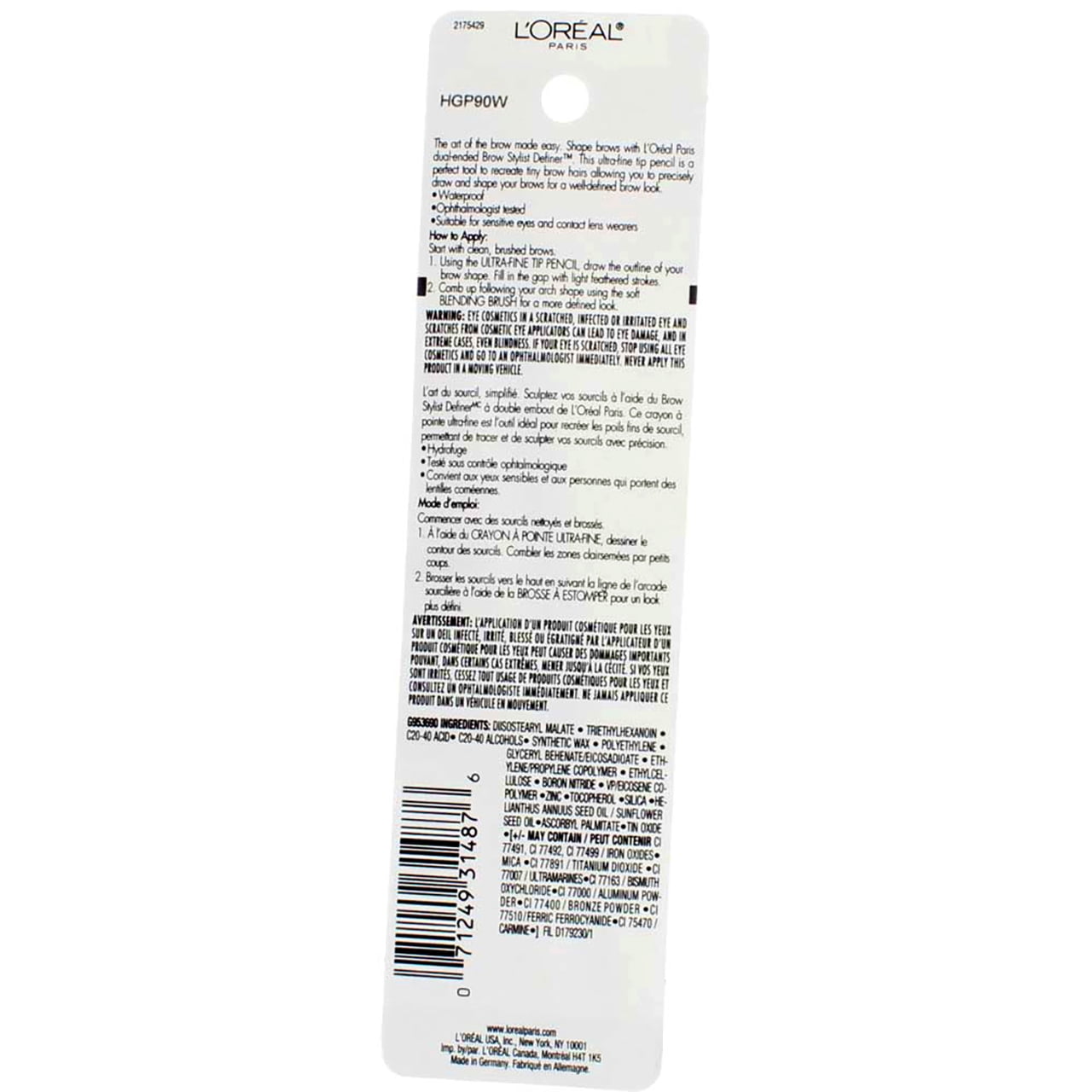 L'Oreal Brow Stylist Definer Pencil, Blonde 0.003 oz (Pack of 2)