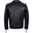 thumbnail image 2 of Black Biker Leather Jacket With Notched Lapels And Waist Belt Mens Black Leather Motorcycle Jacket Black Leather Riding Jacket Double Rider size XL, 2 of 5