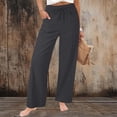 thumbnail image 2 of Women Capri Pants 2026 Summer Linen Cotton Cropped Trouser with Pockets Beach Casual Cruise Fashion Lounge Capris, 2 of 7