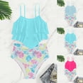 thumbnail image 4 of Girls Swimsuit Color Block One Piece Swimsuit 2-Tiered Ruffle Bathing Suit Adjustable Strap Girls' Swimwear 7-16Y, 4 of 4